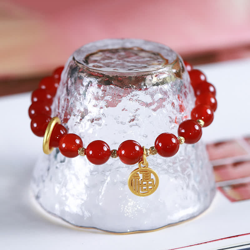 Buddha Stones Armband met zegenletter van natuurlijke rode agaat - image 1