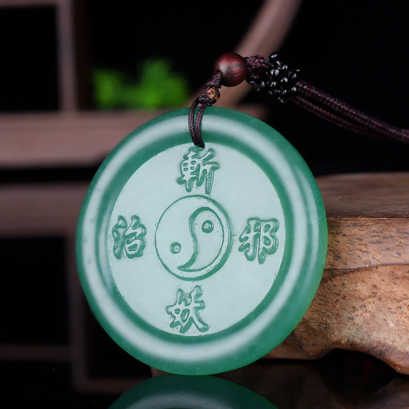 Buddha Stones Groene Aventurijn Yin Yang balans Ketting hanger - Groene aventurijn (geluk ♥ positiviteit) - image 0