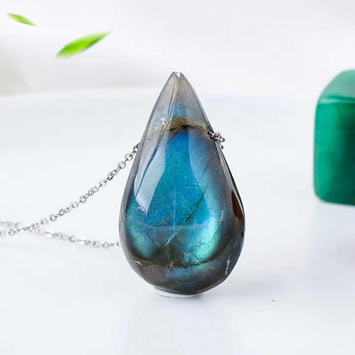 Buddha Stones Labradoriet waterdruppel ondersteunende helende Ketting - image 1