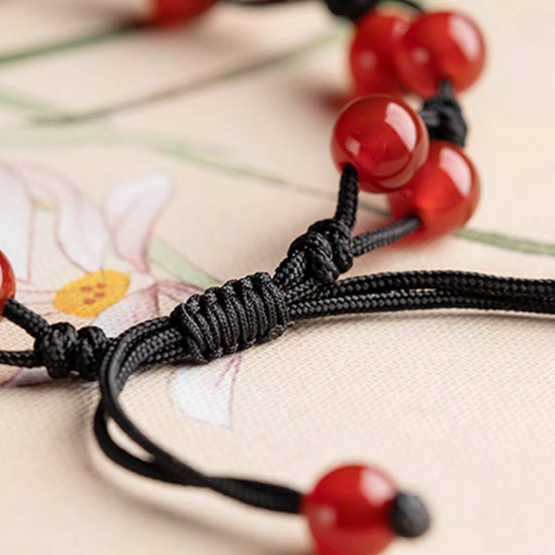 Buddha Stones Rode agaat, mosagaat, cinnaber, kalmerende Armband - image 14