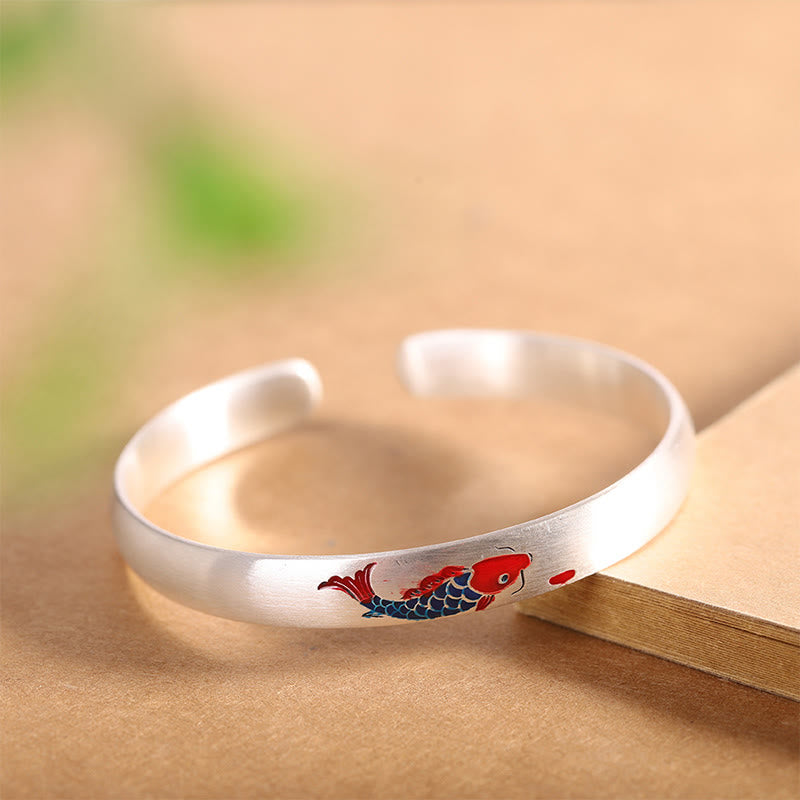 Buddha Stones 999 Bangle Zilveren Koi Vis Manchetarmband - Koi-vis (Geluk♥Voorspoed) - image 0