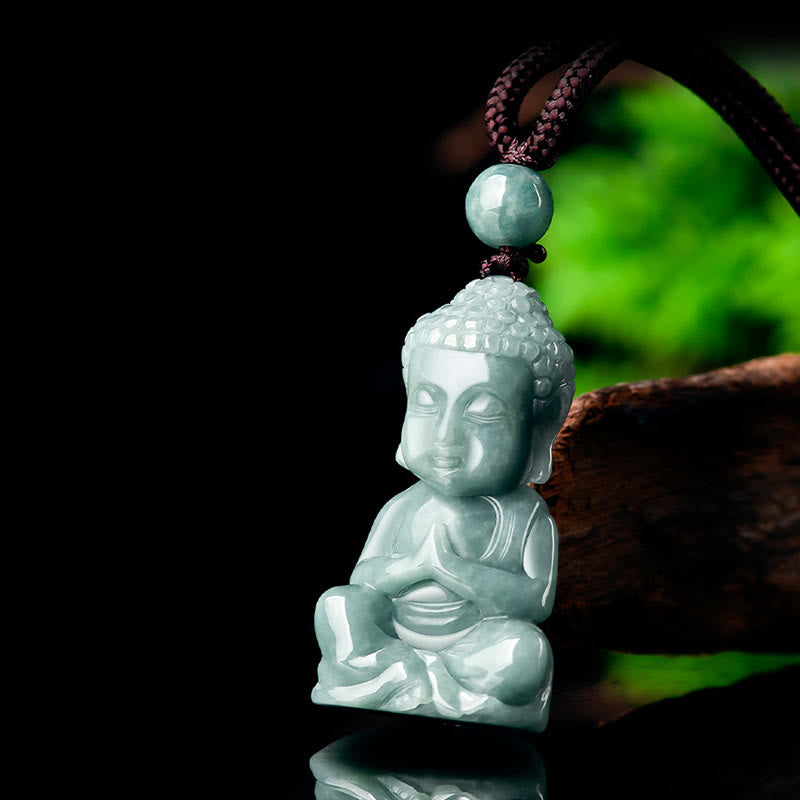 Buddha Stones Natuurlijke jade meditatie Boeddha amulet sereniteit Ketting - image 3