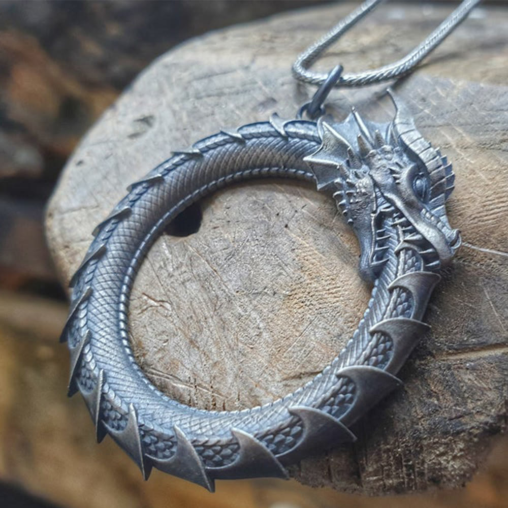 Buddha Stones Ketting met draken- en slangenbescherming van puur tinnen - image 4