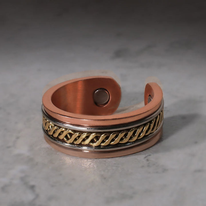 Buddha Stones Verstelbare Manchetarmband/ Bangle met Ring koperen balans - image 7