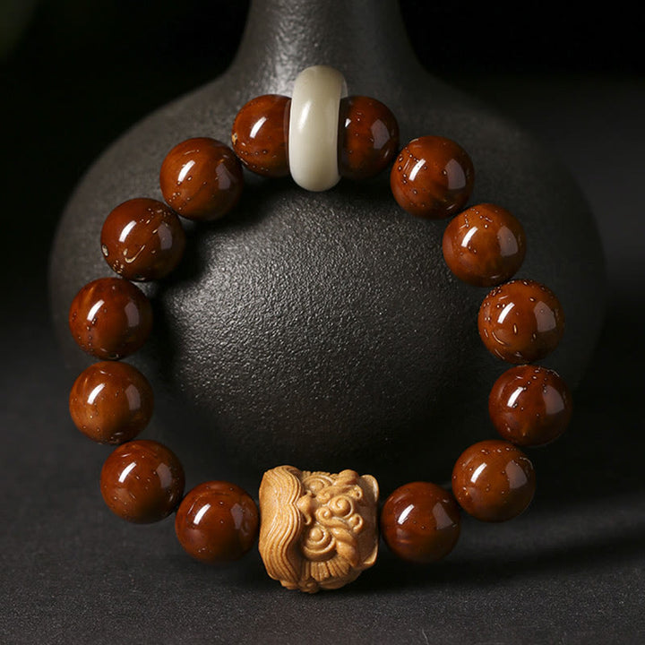 Buddha Stones Paarse Bodhizaad Dansende Leeuw Armband - image 10