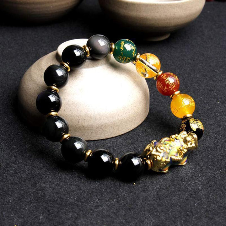 Buddha Stones Kleurveranderende PiXiu Obsidian Wealth Armband - image 2