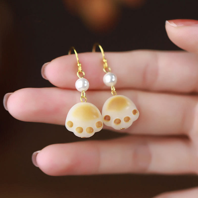 Buddha Stones Bodhi Seed Lovely Cat Paw Claw Peace Dangle Drop Oorbellen - image 3