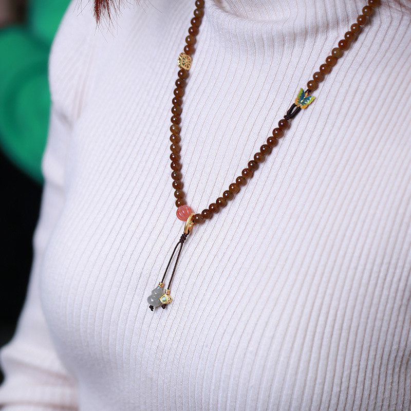 Buddha Stones Jade vlinder pompoen Armband Ketting - image 4