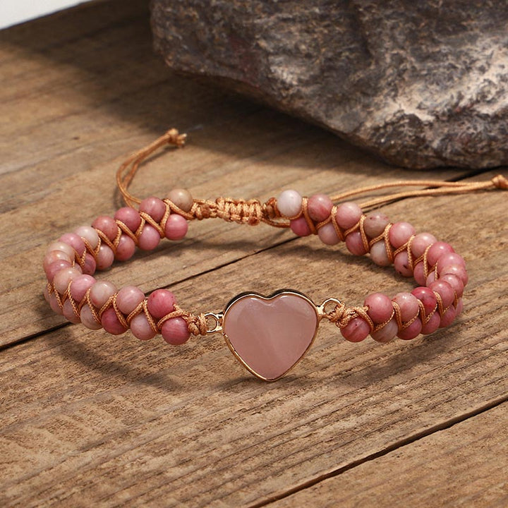 Natuurlijke rhodoniet liefdeshart helende Armband - Rhodonite - image 0