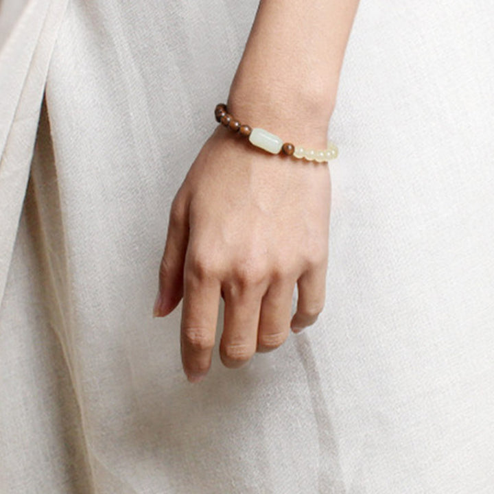 Buddha Stones Armband van jade en sandelhout voor overvloed. - image 3
