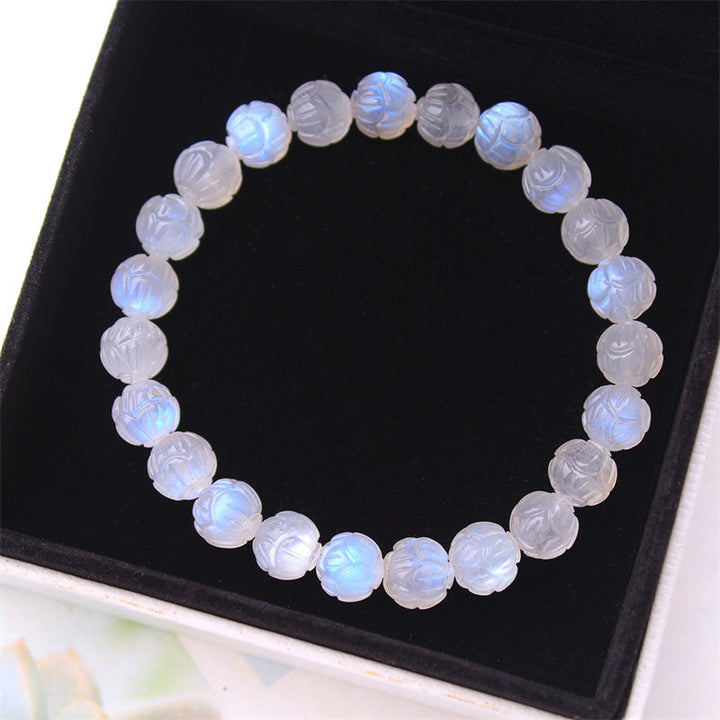 Buddha Stones Natuurlijke maansteen lotus Armband - image 10