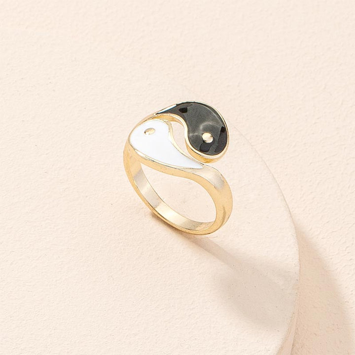 Verstelbare Ring met Yin Yang-symbool en zegenmotief voor stellen. - Yin Yang- Ring - image 0