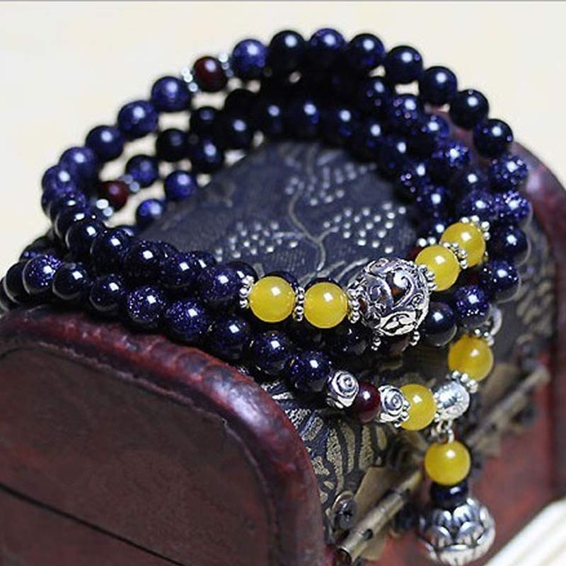 Buddha Stones Blauwe zandstenen Armband Mala - 6mm* 108 - image 0