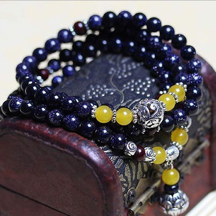 Buddha Stones Blauwe zandstenen Armband Mala - 6mm* 108 - image 0