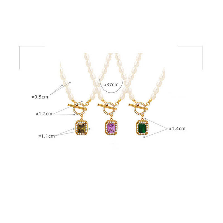 Parel Zirkoon Rijkdom Charm Ketting - image 15