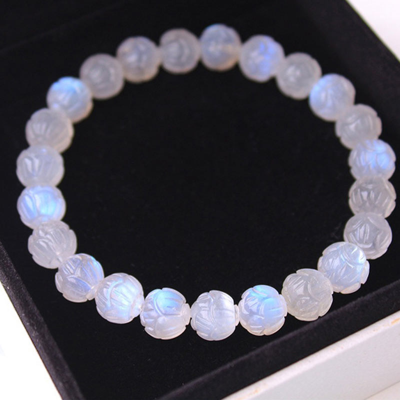 Buddha Stones Natuurlijke maansteen lotus Armband - 9mm - image 0