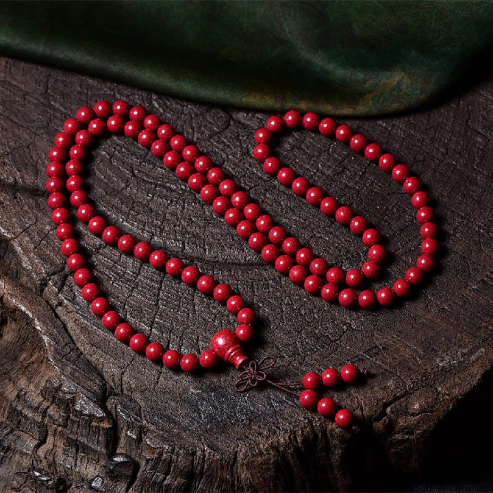 Buddha Stones 108 Mala kralen met cinnaber Om Mani Padme Hum patroon gegraveerde Armband - 6mm* 108 ronde kralen - image 15