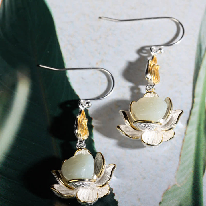 Buddha Stones Witte jade beschermende harmonie Oorbellen - image 3