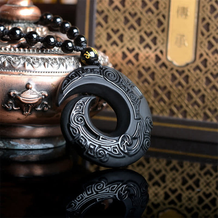 Buddha Stones Natuurlijke zwarte obsidiaan ijsobsidiaan kracht Ketting - image 2