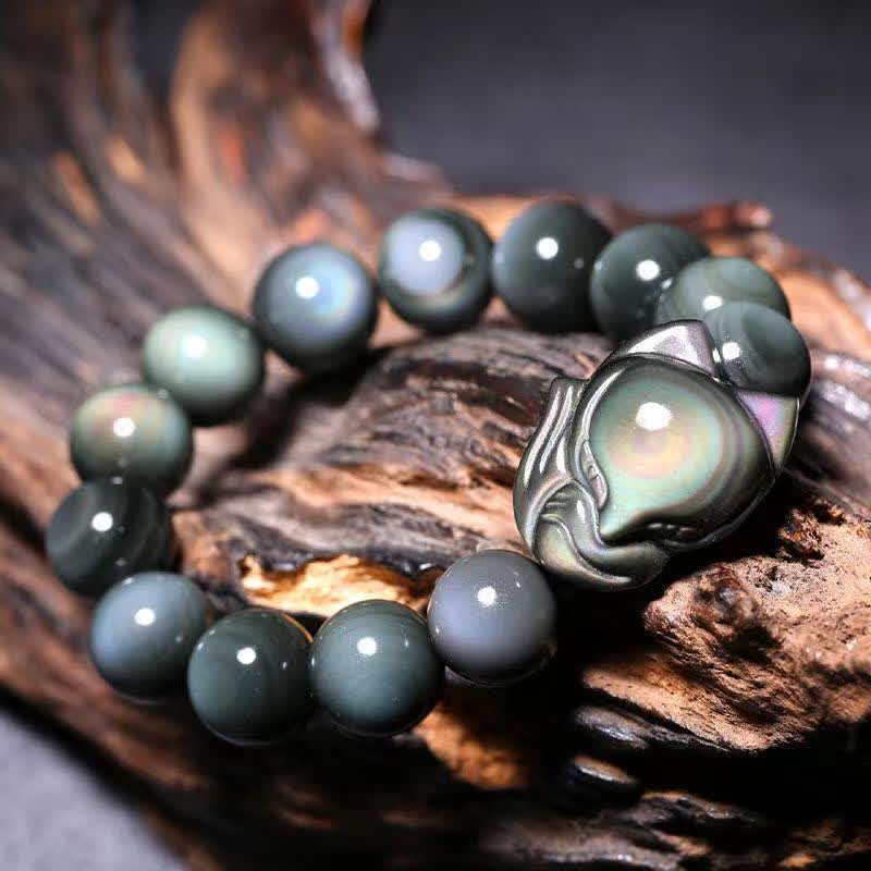 Buddha Stones Regenboog Obsidiaan Vos Helende Positieve Armband - 16mm regenboogobsidiaan (kleur verandert in het licht) - image 0