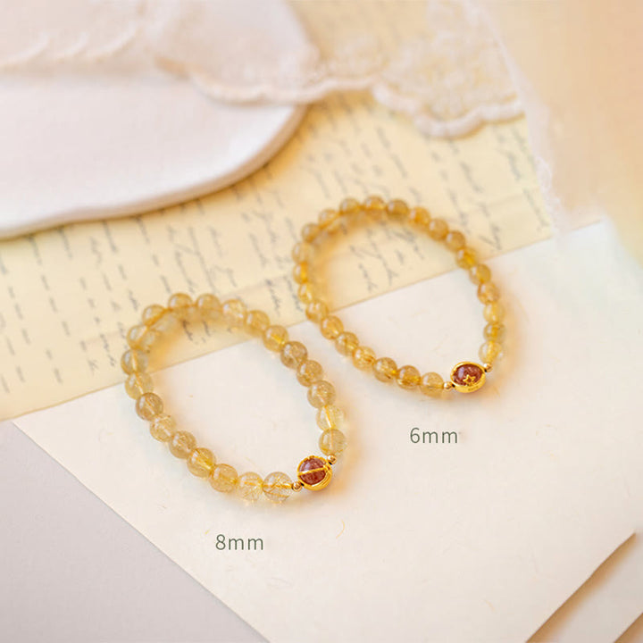Buddha Stones Gouden rutielkwarts aardbeikwarts Armband - image 7