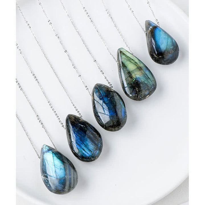 Buddha Stones Labradoriet waterdruppel ondersteunende helende Ketting - image 6