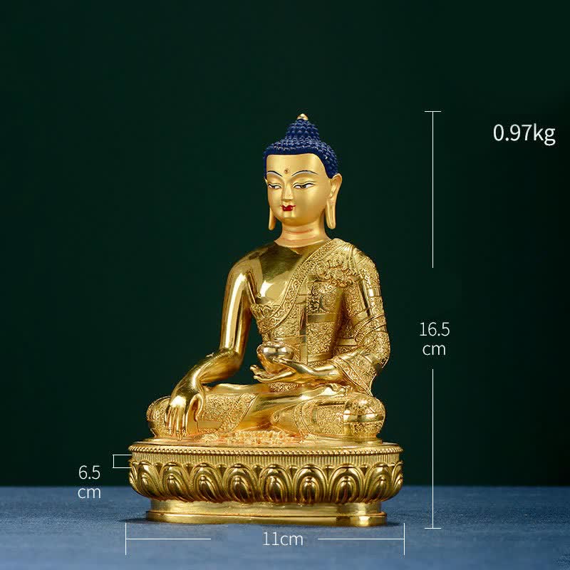 Buddha Stones Boeddha Shakyamuni beeldje, verlichting, koperen beeldje, huisgeschenk, decoratie - image 5