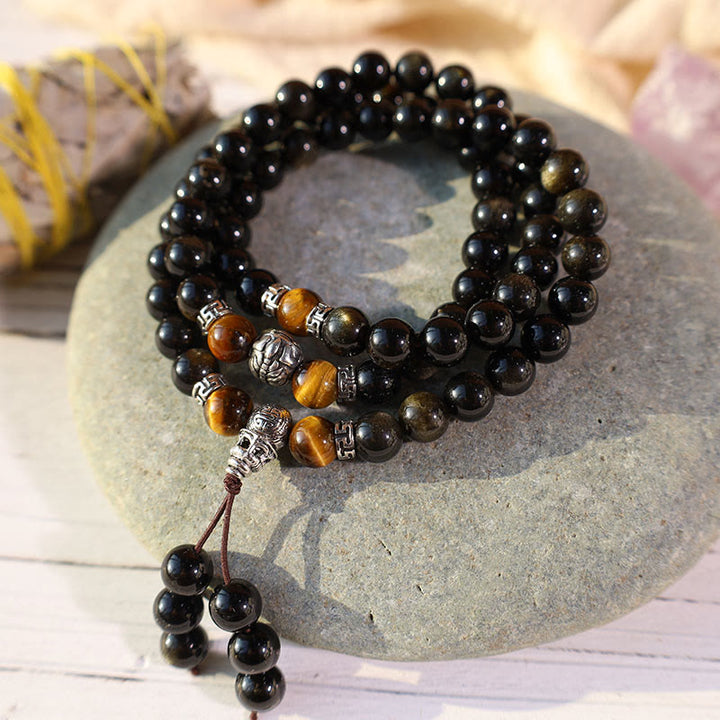 Gouden Obsidiaan Energie Armband Ketting - 0,31 inch (8 mm) - 3 lagen - image 9