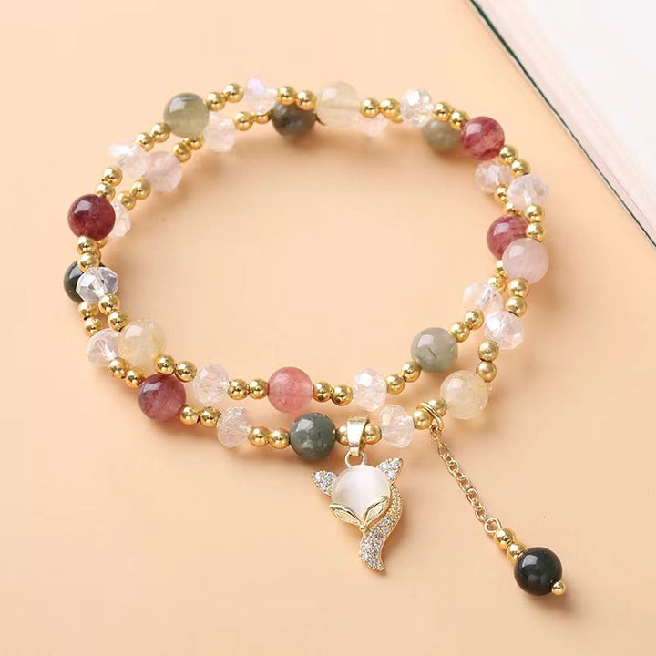 Buddha Stones Veelkleurige rutielkwarts Fox Protection dubbele Armband - Rutielkwarts (Geluk ♥ Moed) - image 0