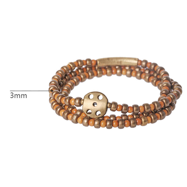 Buddha Stones Retro olijfpit koperen Armband met rijkdommotief - image 6