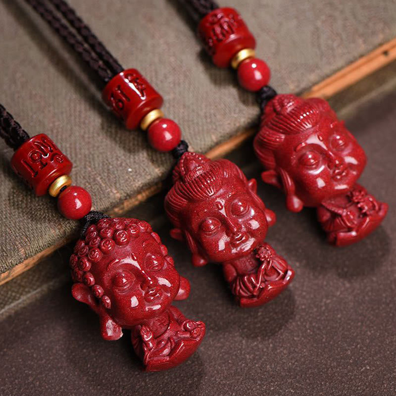 Buddha Stones Chinese dierenriem geboorte Boeddha natuurlijke cinnaber amulet, houdt boze geesten op afstand , Ketting - image 1