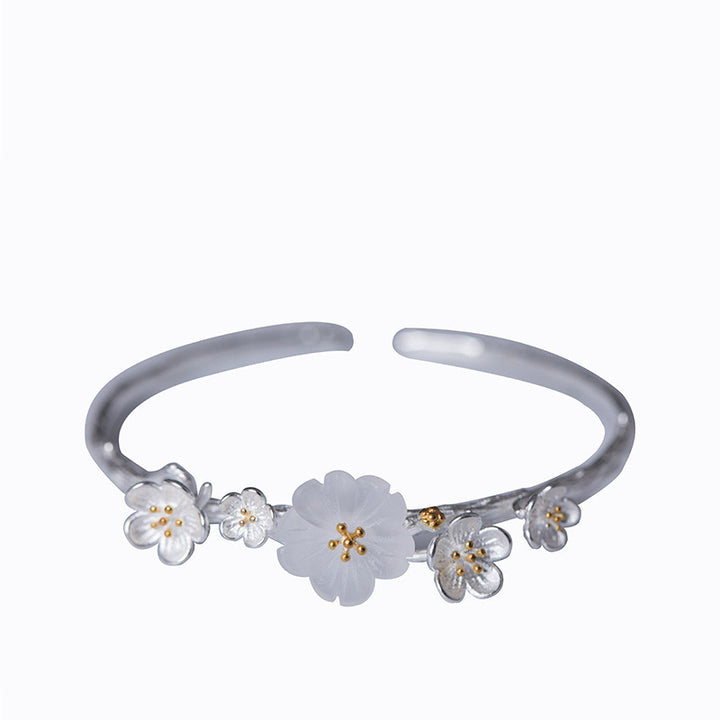 Buddha Stones Verstelbare Armband met pruimenbloemmotief van 925 sterling zilver - image 6