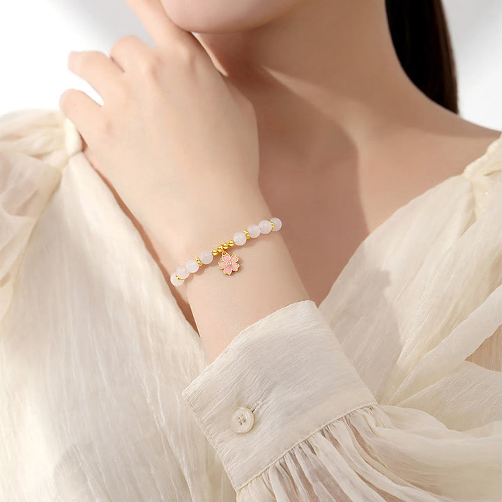 Buddha Stones 925 Sterling Zilveren Hetian Witte Jade Kersenbloesem Armband - image 2
