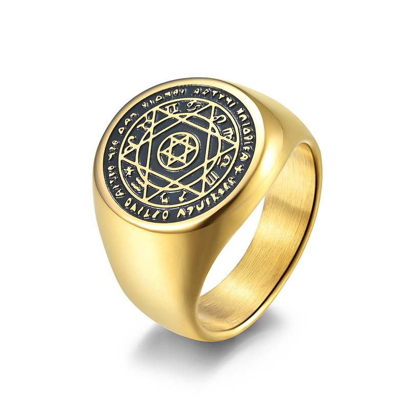 Buddha Stones 12 Sterrenbeelden van de dierenriem Davidster Ring - Goud - US12 - image 0