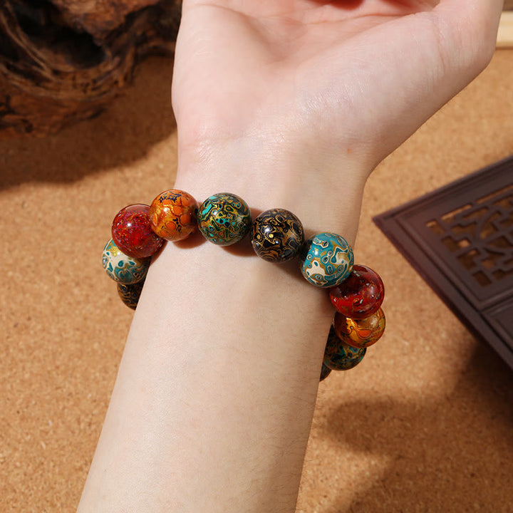 Buddha Stones Natuurlijke, veelkleurige lakparels, rustgevende Armband - image 3
