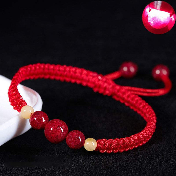 Buddha Stones Cinnabar Blessing Rode Armband met Koord voor Kinderen - Rood (Polsomtrek 14 cm) - 6mm - image 0