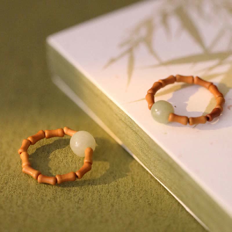Buddha Stones Hetian jade kralen bamboe Ring - image 8