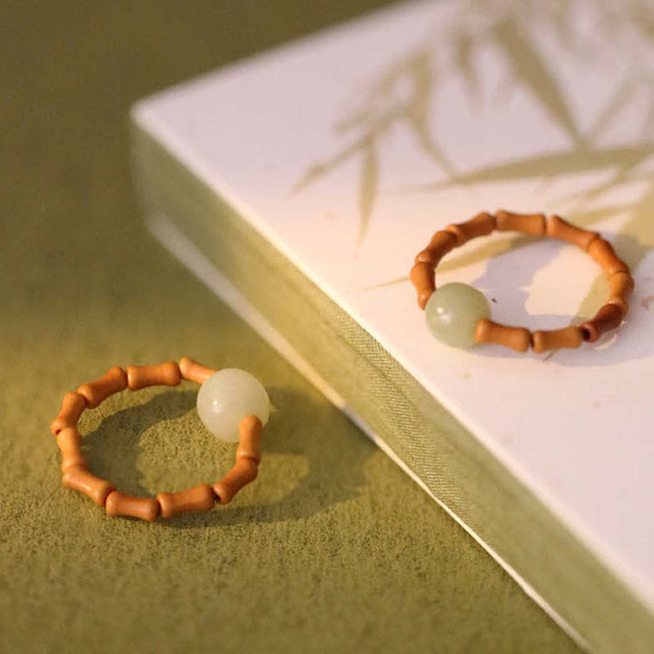 Buddha Stones Hetian jade kralen bamboe Ring - image 8