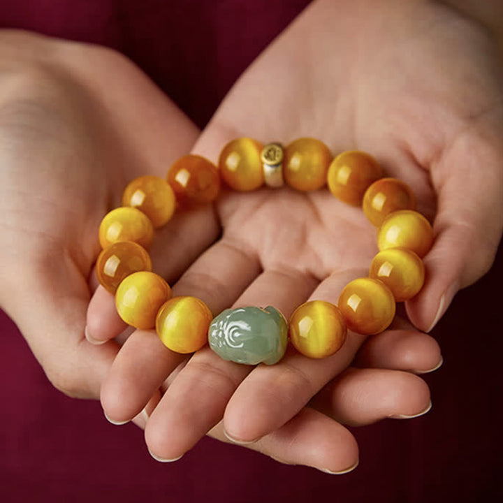 Chinese dierenriem geboorte Boeddha Tijgeroog PiXiu Jade Armband - image 2