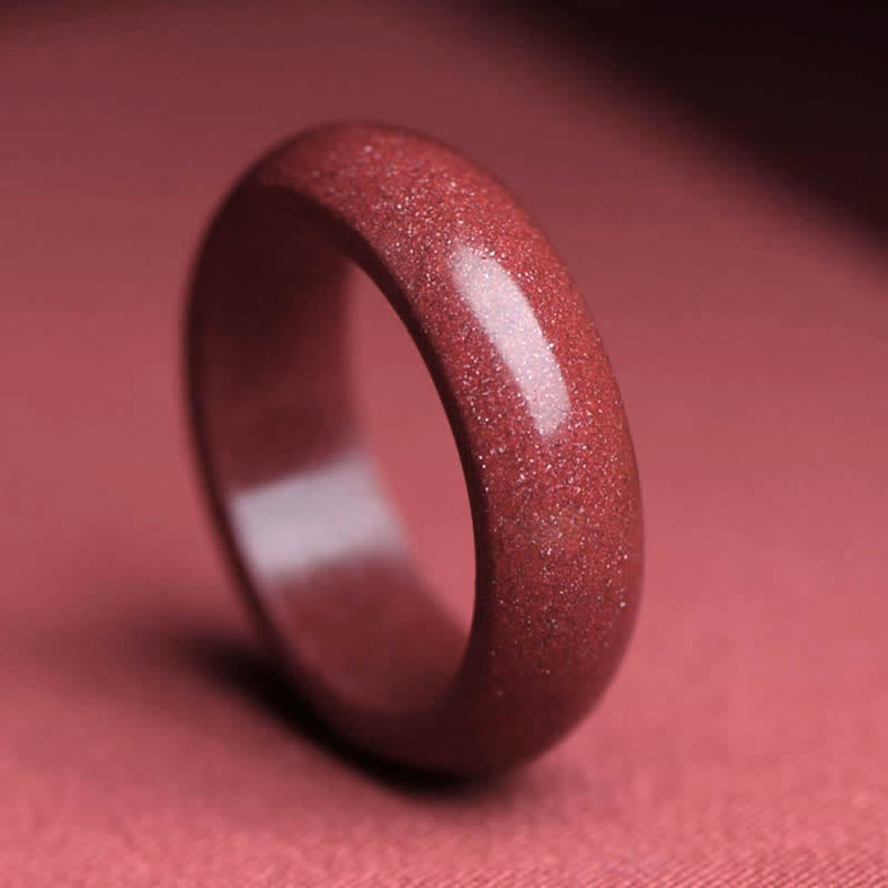 Buddha Stones Cinnabar Om Mani Padme Hum Gelukbrengende Wolken Ring - Cinnabar - 22 mm - image 1