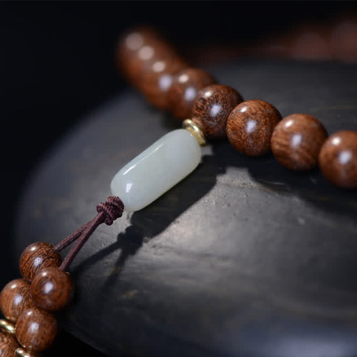 Buddha Stones 108 Mala kralen, rozenhout, jade, rustgevende Armband - image 12