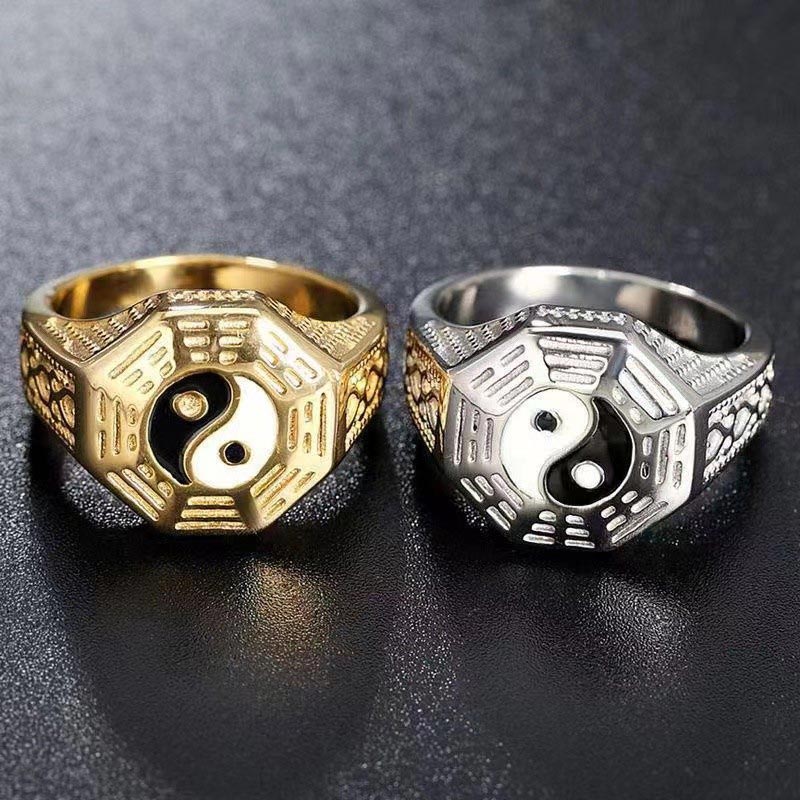 Yin Yang symbool koperen Ring - image 0