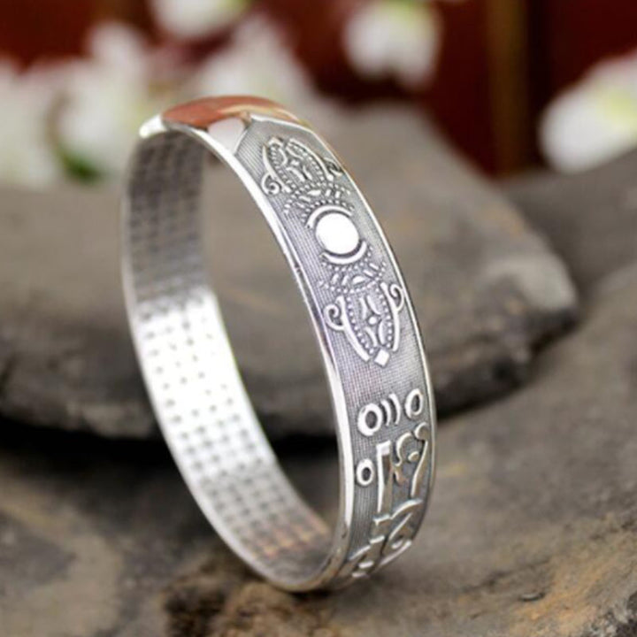 Buddha Stones Tibetaanse Sanskriet witte koperen meditatie- en Bangle-armband - image 3