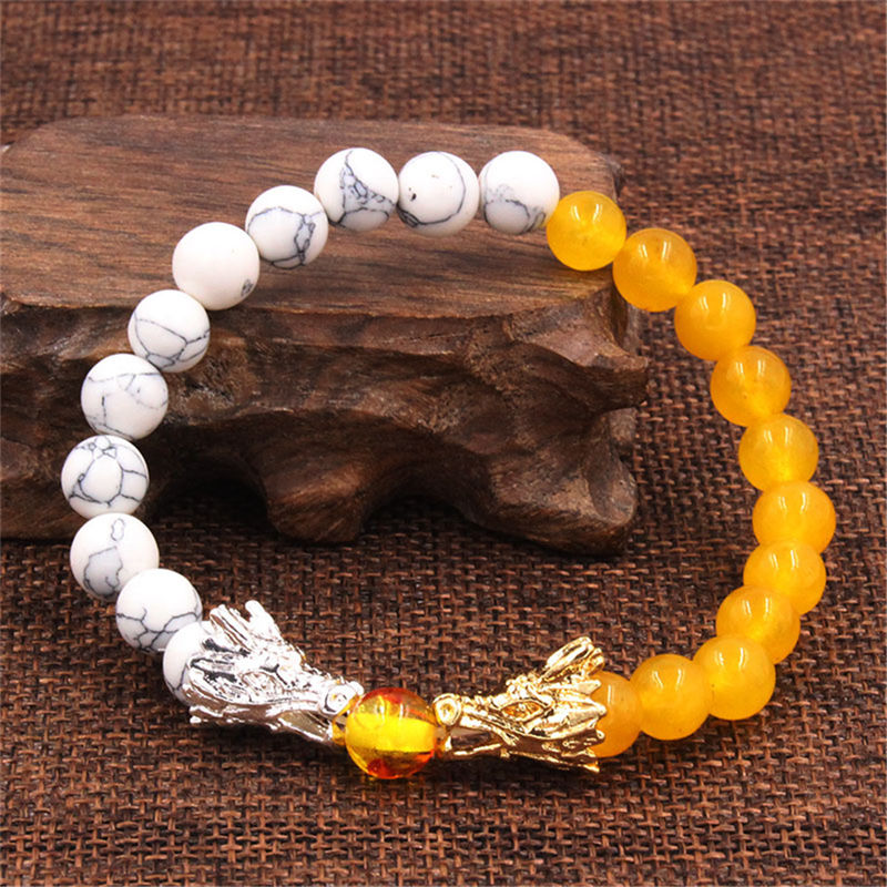 Buddha Stones Witte turkooizen lavasteen draak zegen Armband - image 10