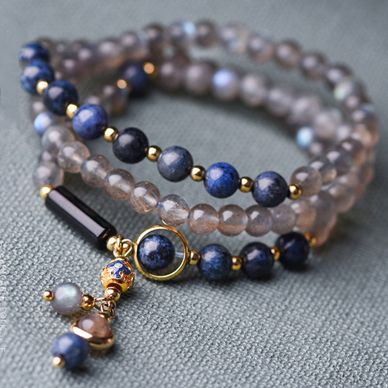 Buddha Stones Maansteen Lazuriet Lapis Lazuli Kalmerende Helende Positieve Armband - image 0