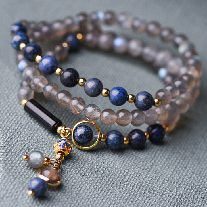 Buddha Stones Maansteen Lazuriet Lapis Lazuli Kalmerende Helende Positieve Armband - image 0