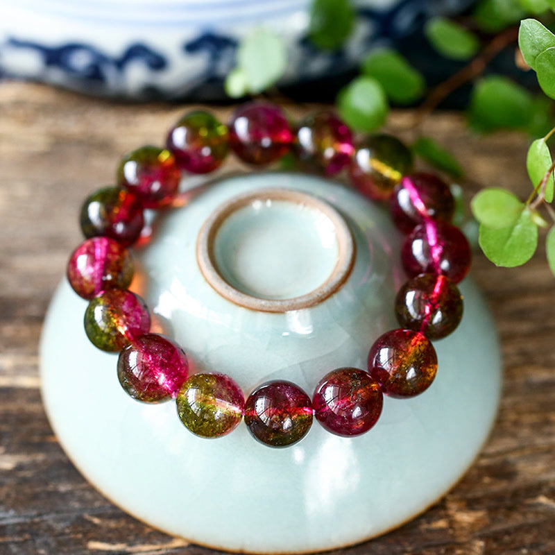 Buddha Stones Armband van natuurlijke toermalijn met symbool voor liefde en wijsheid - image 3