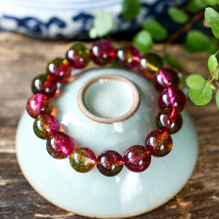 Buddha Stones Armband van natuurlijke toermalijn met symbool voor liefde en wijsheid - image 3