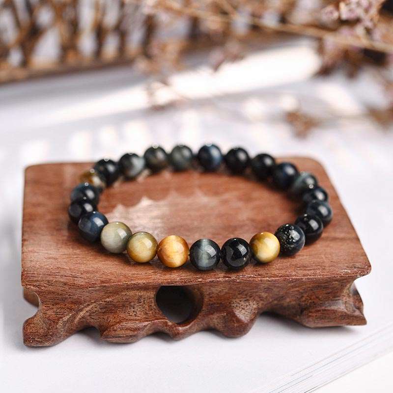 Buddha Stones Armband met tijgeroogkralen voor het verlichten van angst en stress - Dromerige Tijgeroog - 8 mm - image 5