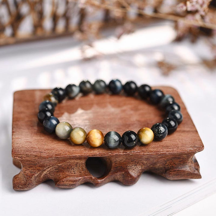 Buddha Stones Armband met tijgeroogkralen voor het verlichten van angst en stress - Dromerige Tijgeroog - 8 mm - image 5